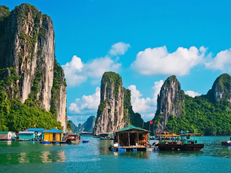 Floating fishing village in Halong Bay