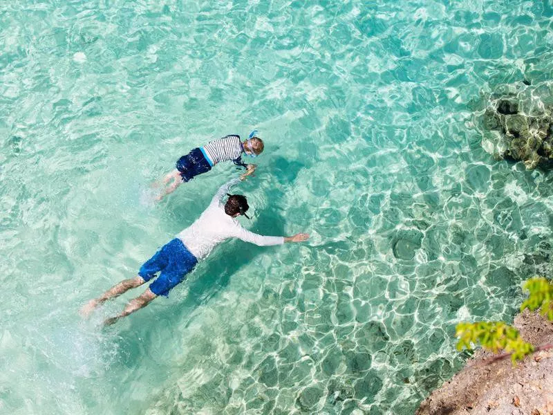 Family snorkeling in Anguilla