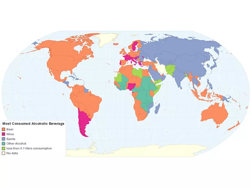 Favorite Drink Map of World