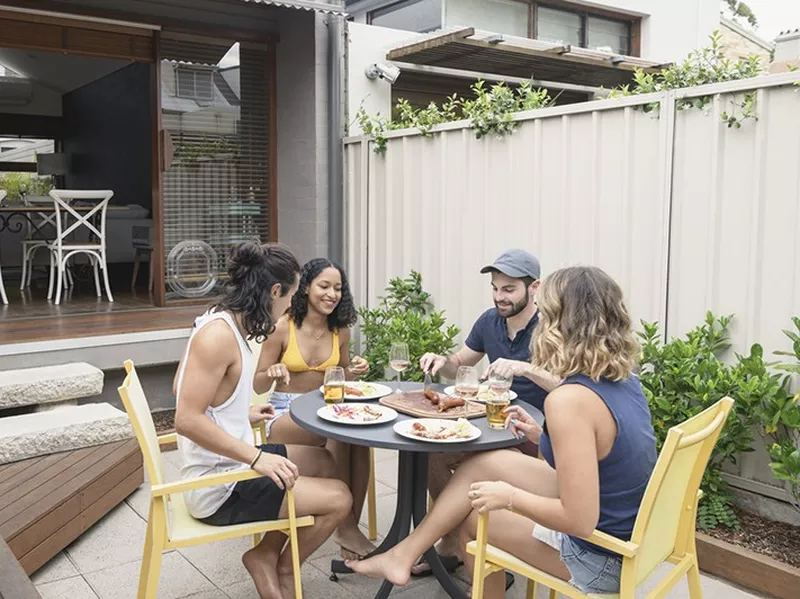 Australian friends eating together