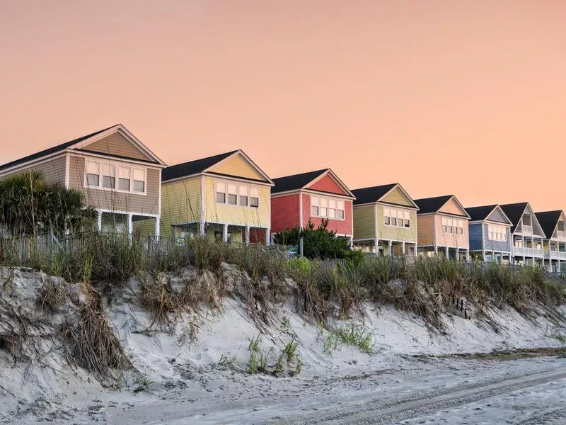 Beachfront vacation cottages in summer