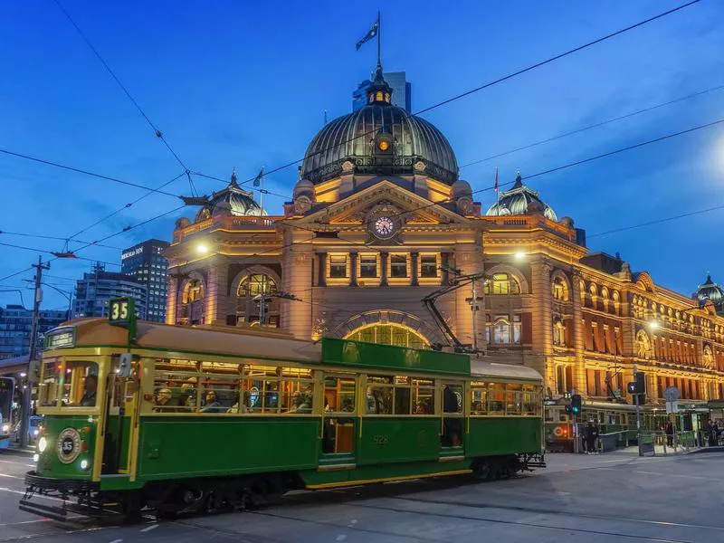 Flinders Street Station at dusk