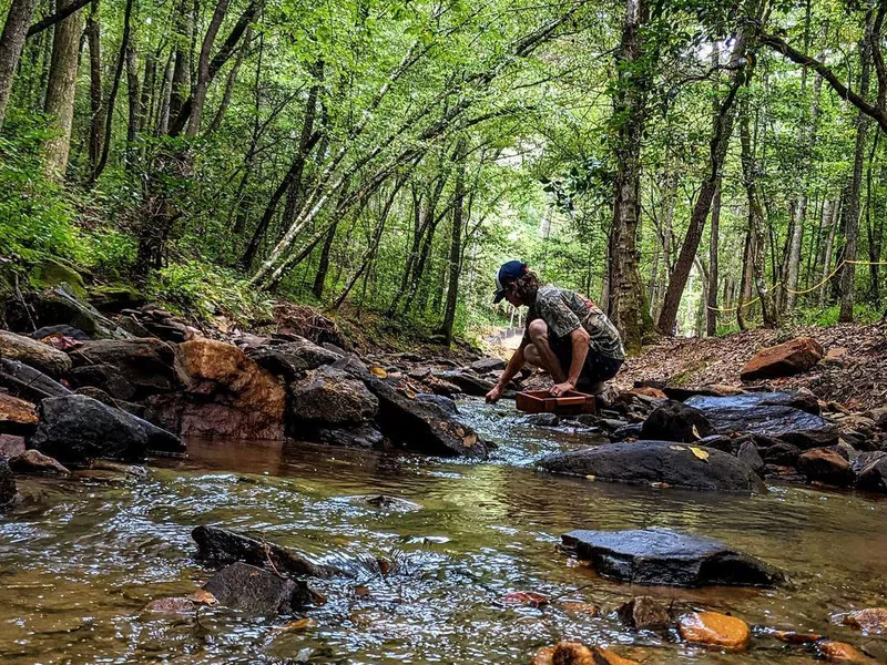 Panning for gemstones at Emerald Hollow Mine