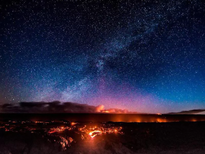 Kilauea volcano at night