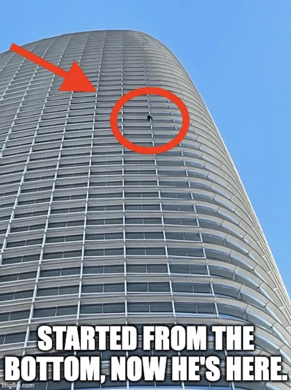 Salesforce Tower free climber Maison DesChamps meme