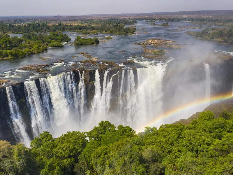 Aerial view of famous Victoria Falls, Zimbabwe and Zambia