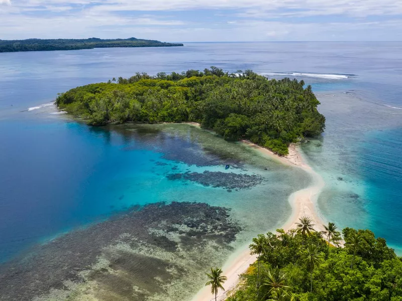 Aerial of Reef and Islands in Papua New Guinea