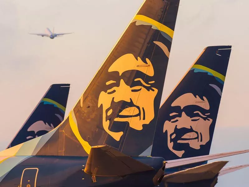 Closeup of Alaska Airlines logo