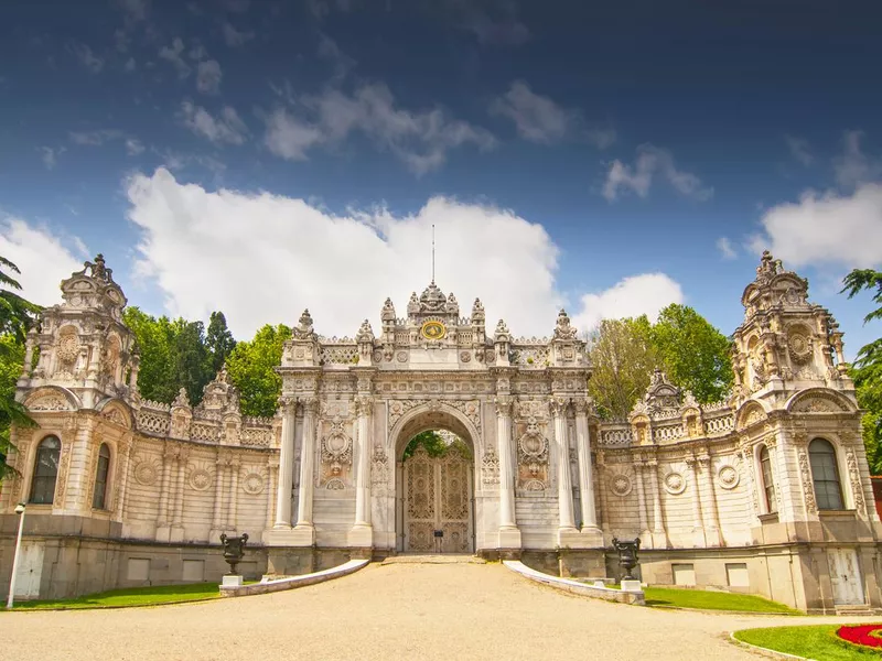 One of the entrances to the Dolmabahce Palace in Istanbul, Turkey.