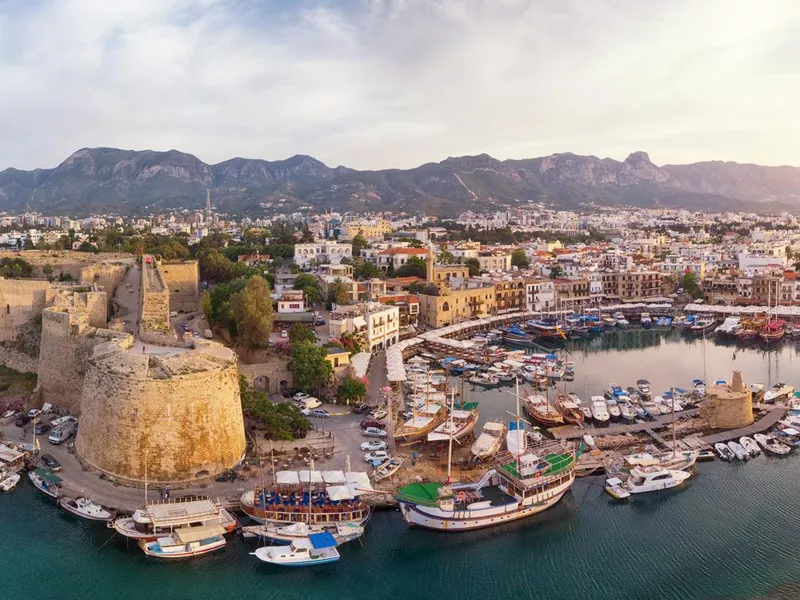 Aerial View of Old Marina of Girne (Kyrenia), Cyprus