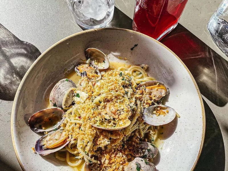 Bowl of pasta at Coda di Volpe, a traditional Italian restaurant in Chicago