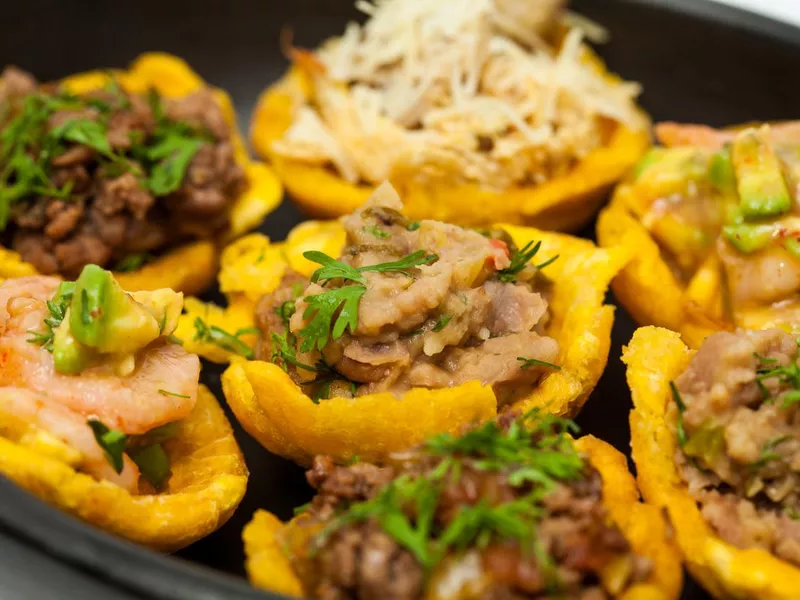 Plantain tostones with stuffings