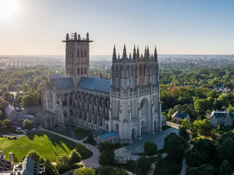 Sunrise behind the Washington National Cathedral