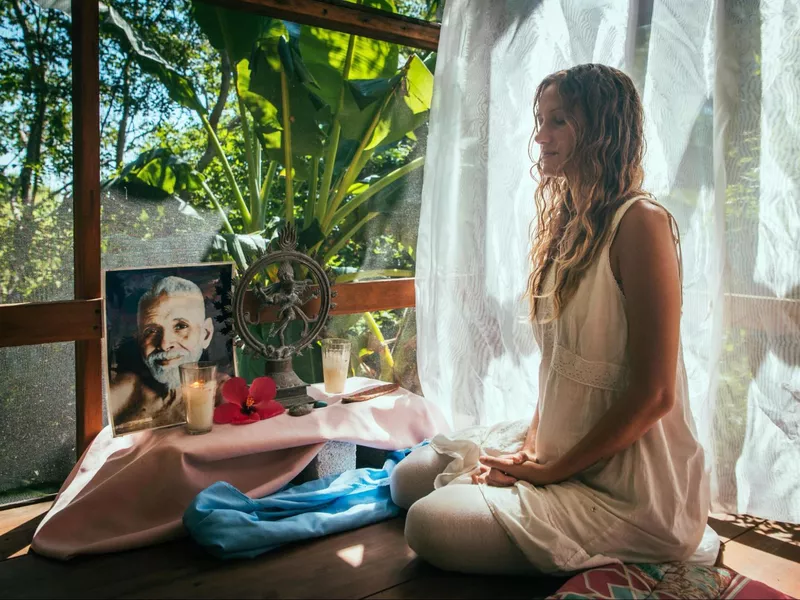 Woman meditating in Mexico