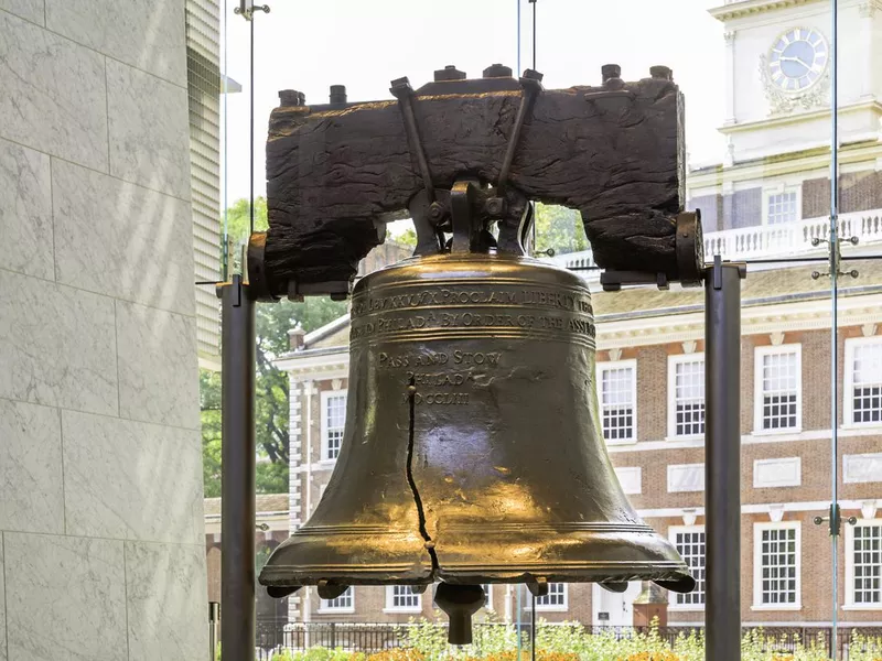 Liberty Bell with Independence Hall