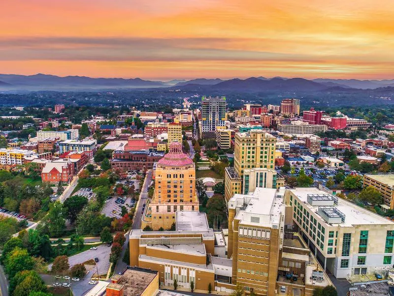 Downtown Asheville North Carolina NC Skyline Aerial