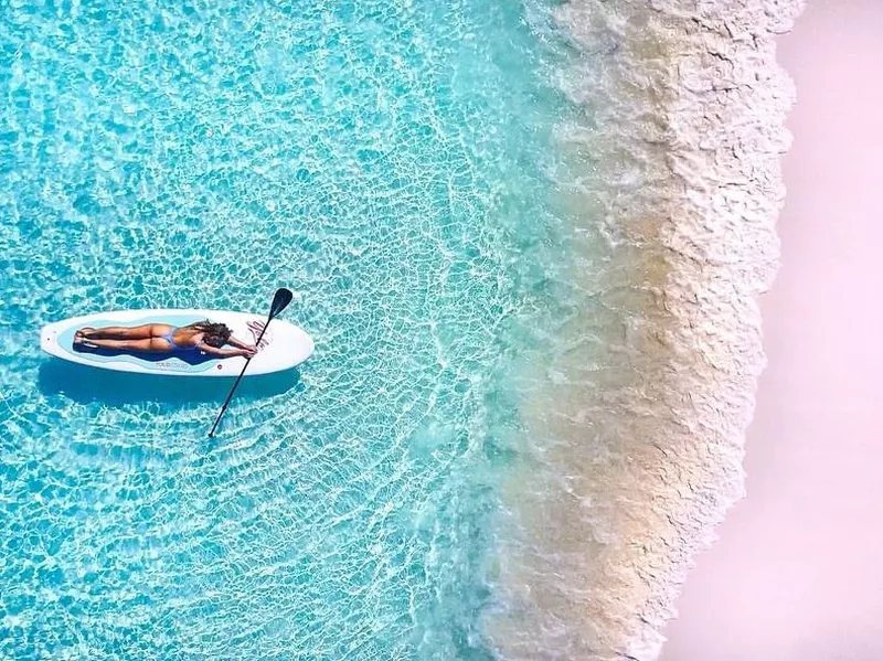 Paddleboarding at Pink Sands Beach