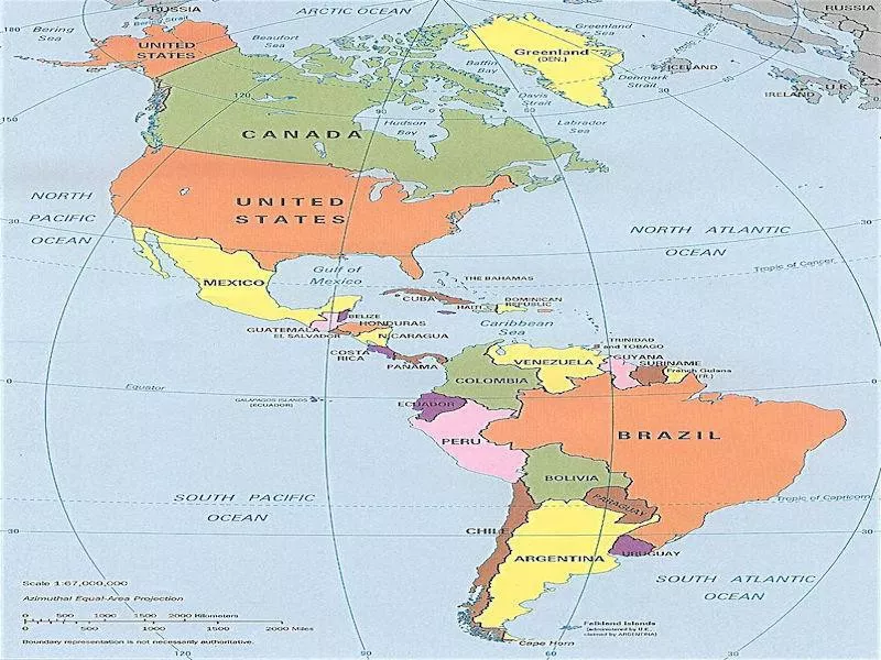 Map of the American continent