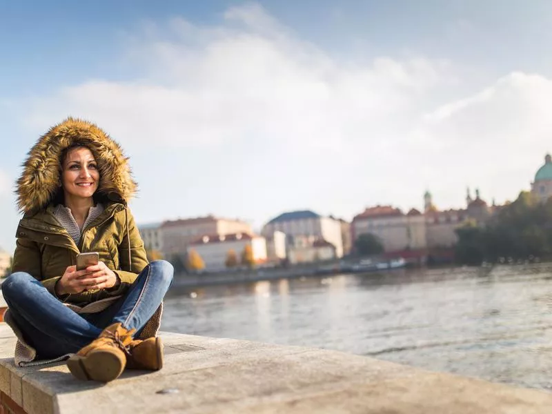 Woman on a bridge in Czech Republic