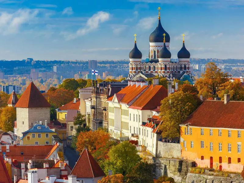 Aerial view old town, Tallinn, Estonia