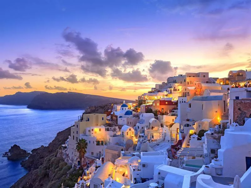 Santorini, Greece at sunset