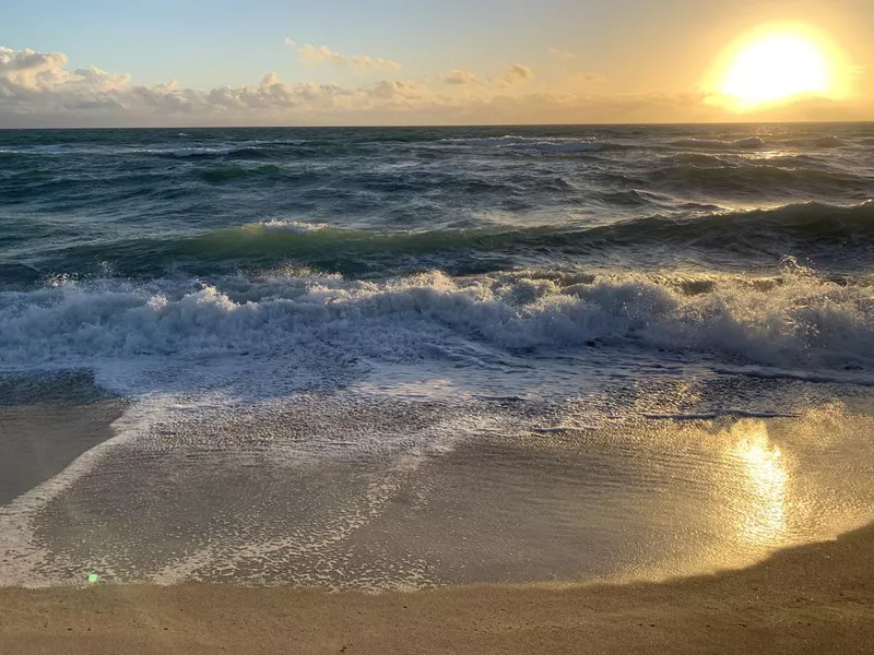 Haulover Beach rough ocean at sunrise