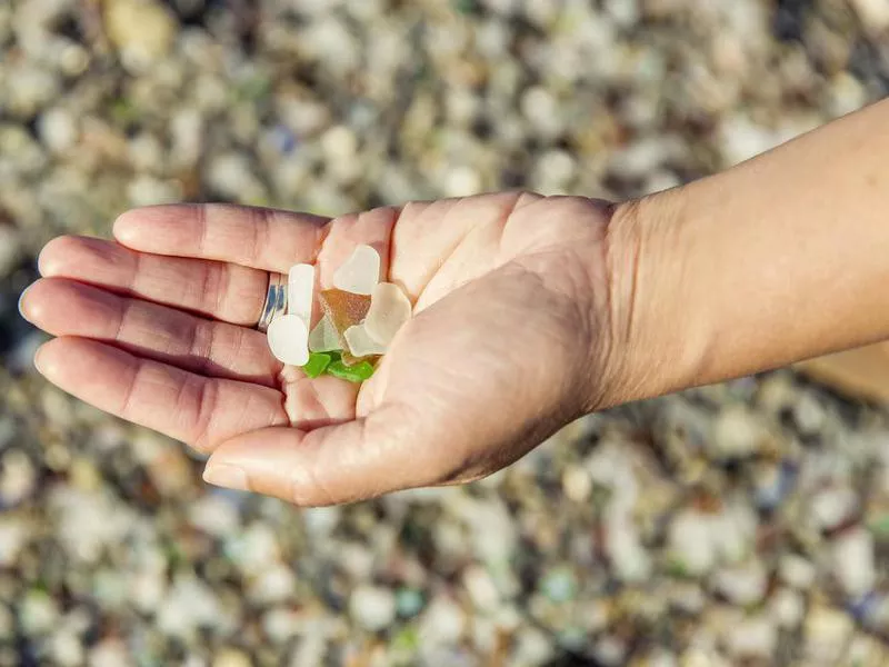 Person holding sea glass