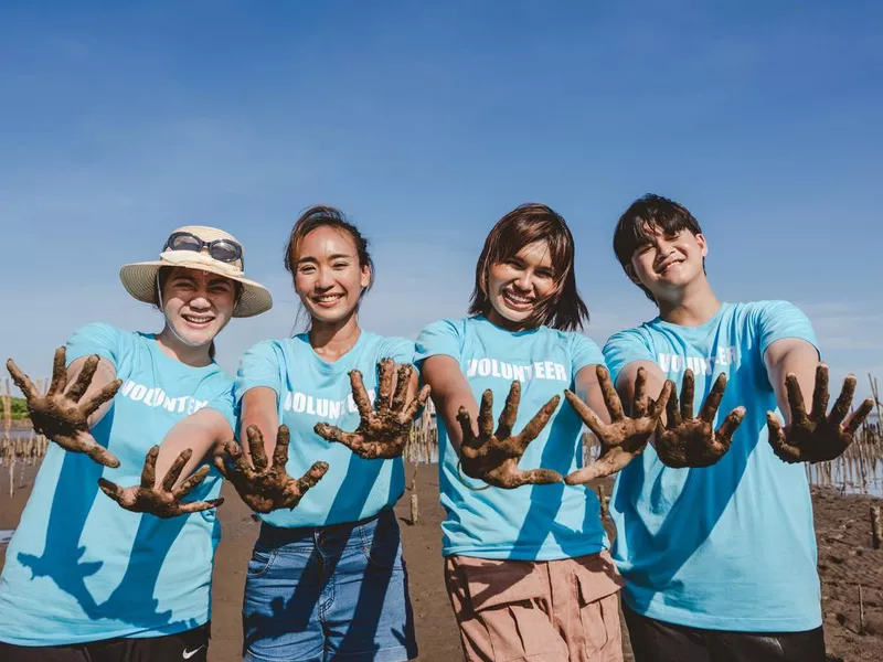 Group of young volunteers