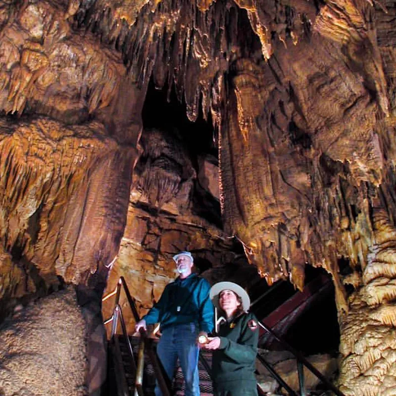 People in a cave at Mammoth Cave National Park