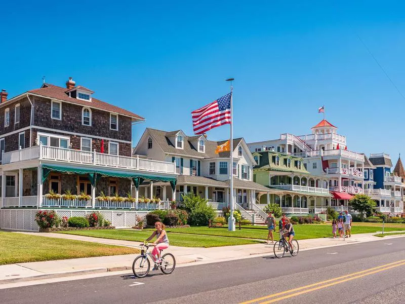 People riding bikes in Cape May, New Jersey