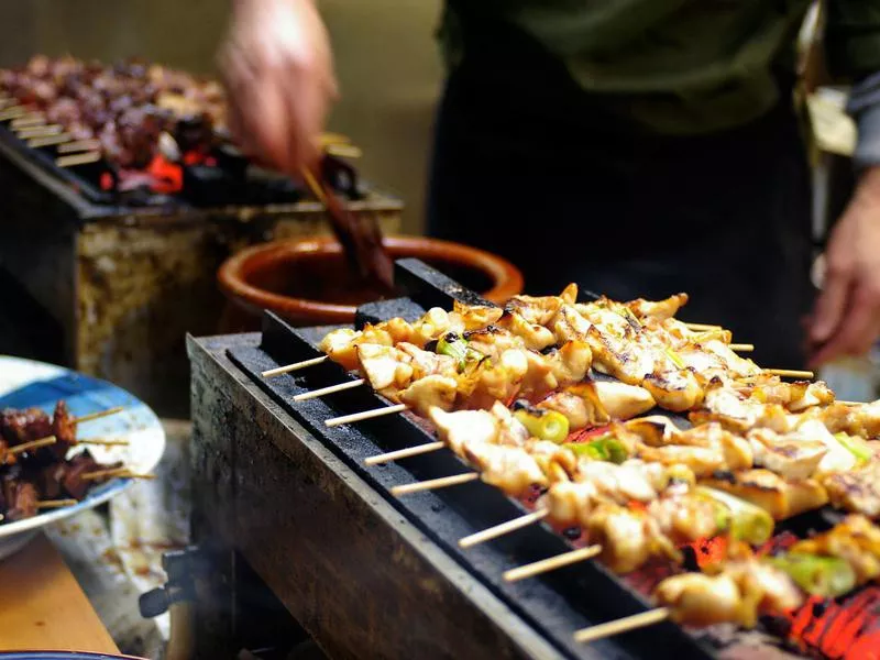 Yakitori chicken stand in Tokyo, Japan