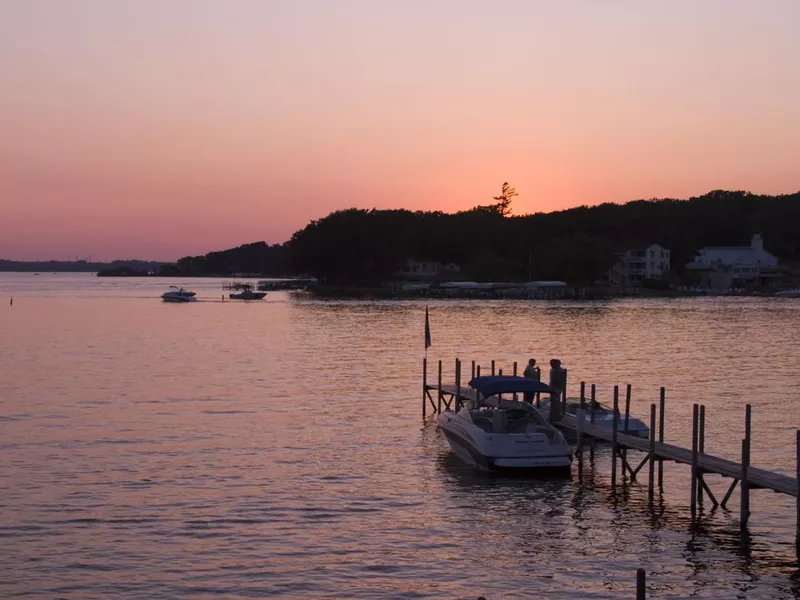 Boating at Sunset on West Okoboji Iowa