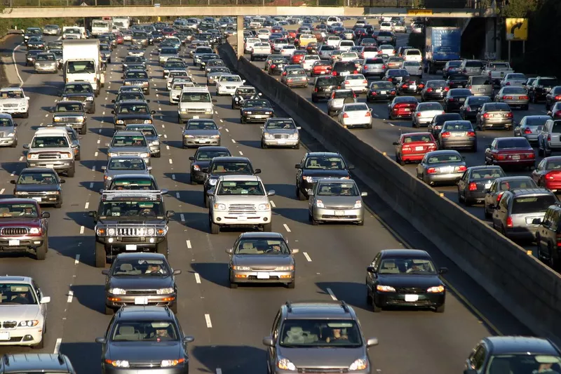 Signs you're in California: a traffic jam in Los Angeles