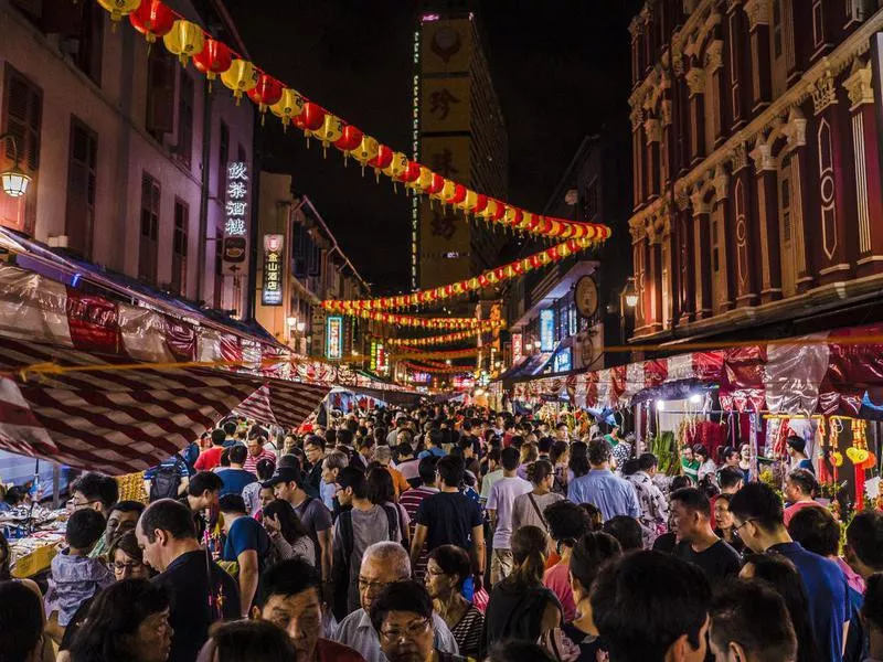 Singapore street market at night