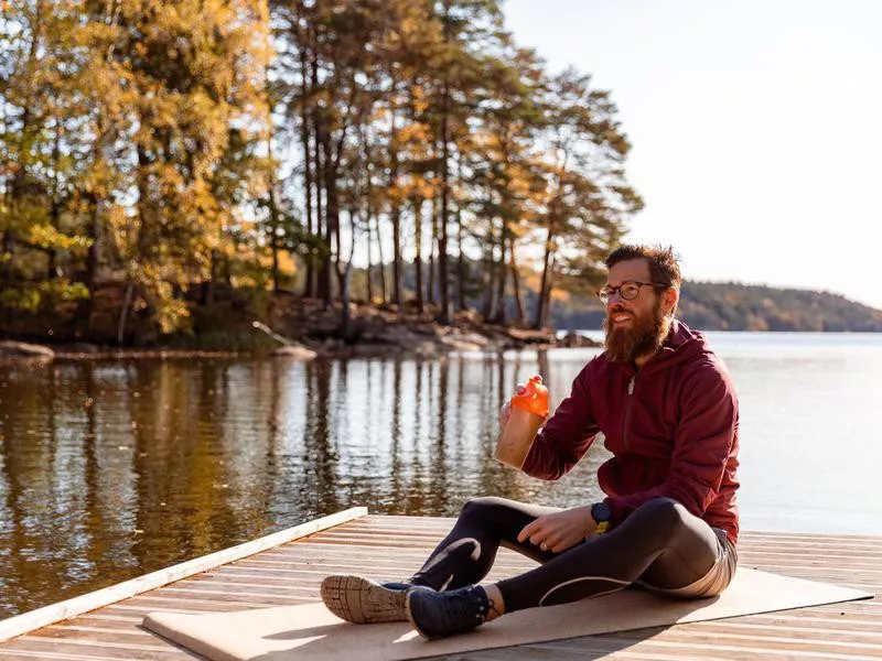 Enjoying the lake in Sweden