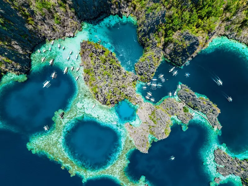 Panoramic landscape of Coron island in Philippines