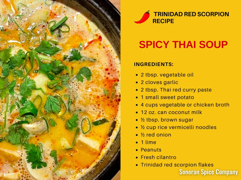 Tom kha kai with Trinidad red scorpion pepper