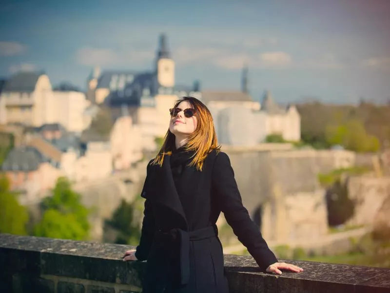 Happy woman in Luxembourg