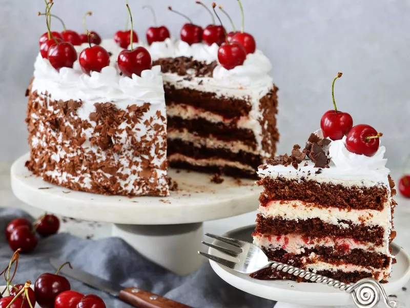 sliced Black Forest gateau