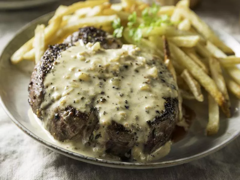 Homemade steak au poivre