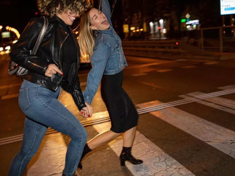 Women crossing the street