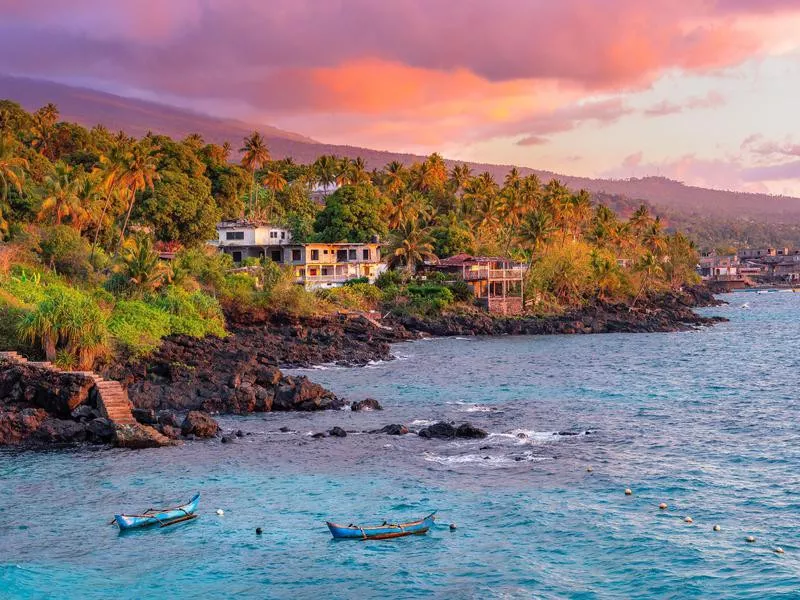 Sunset by the beach in Comoros