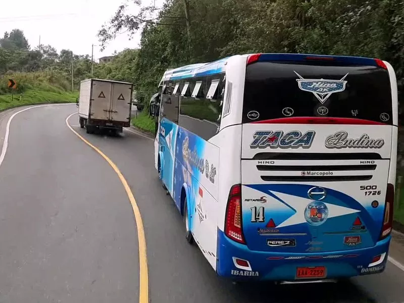 Buses on the Aloag-Santo Domingo road in Ecuador