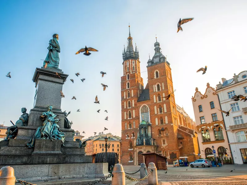 Old city center view in Krakow