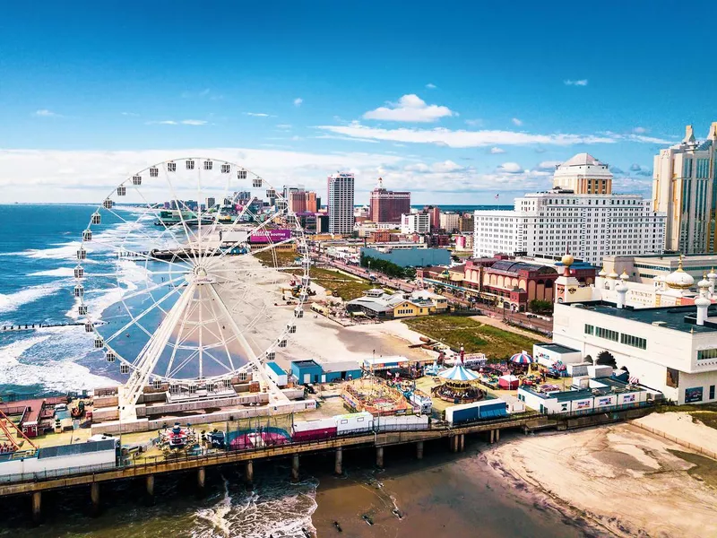 Atlantic city waterline aerial view. AC is a tourist city in New Jersey