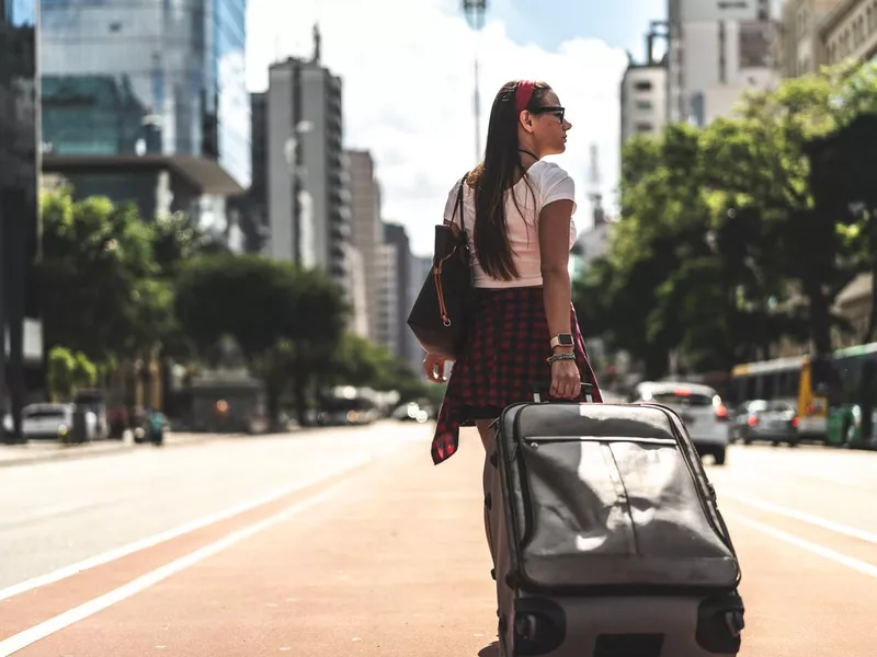 Tourist walking in a dangerous city