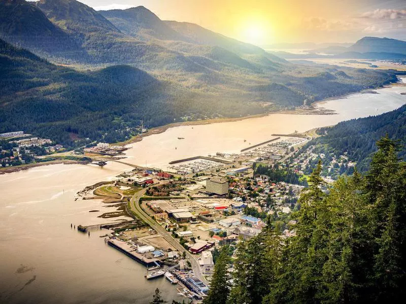 Juneau, Alaska, USA with mountains in the background