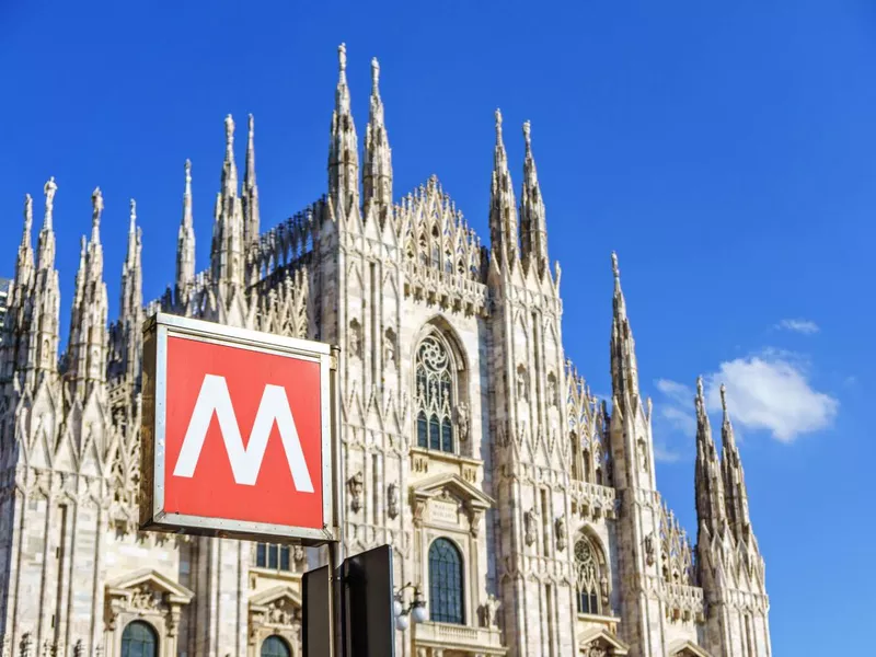 Metro sign at Milan Cathedral