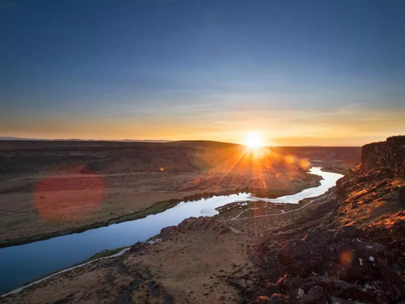 beautiful sunset over the snake river in idaho