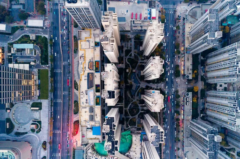 Aerial view of residential building